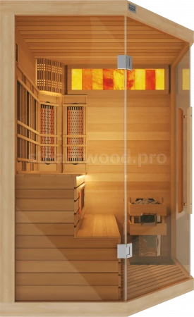 Двухместная угловая комбинированная сауна Luxury из кедра